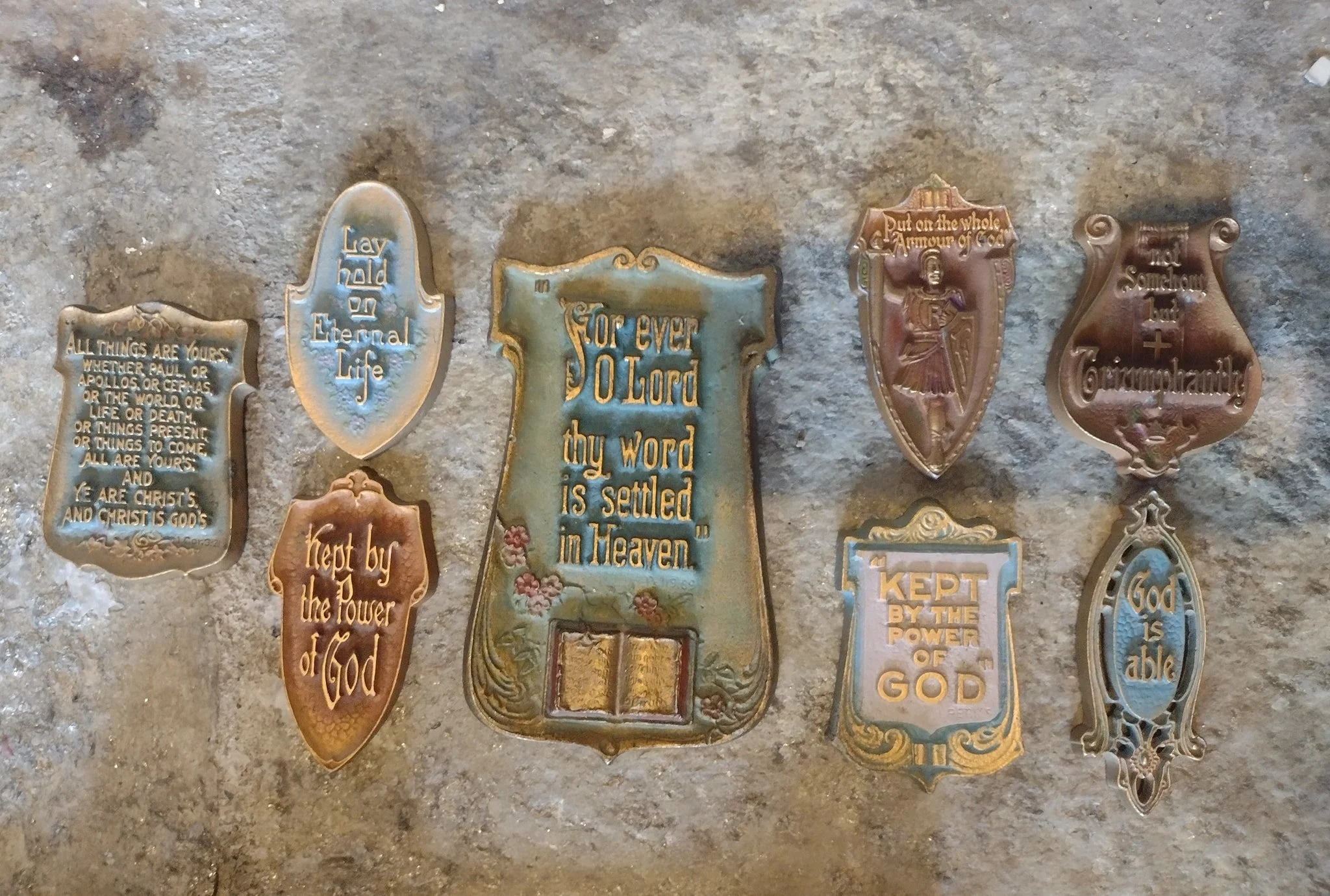 A group of "shield" plaques