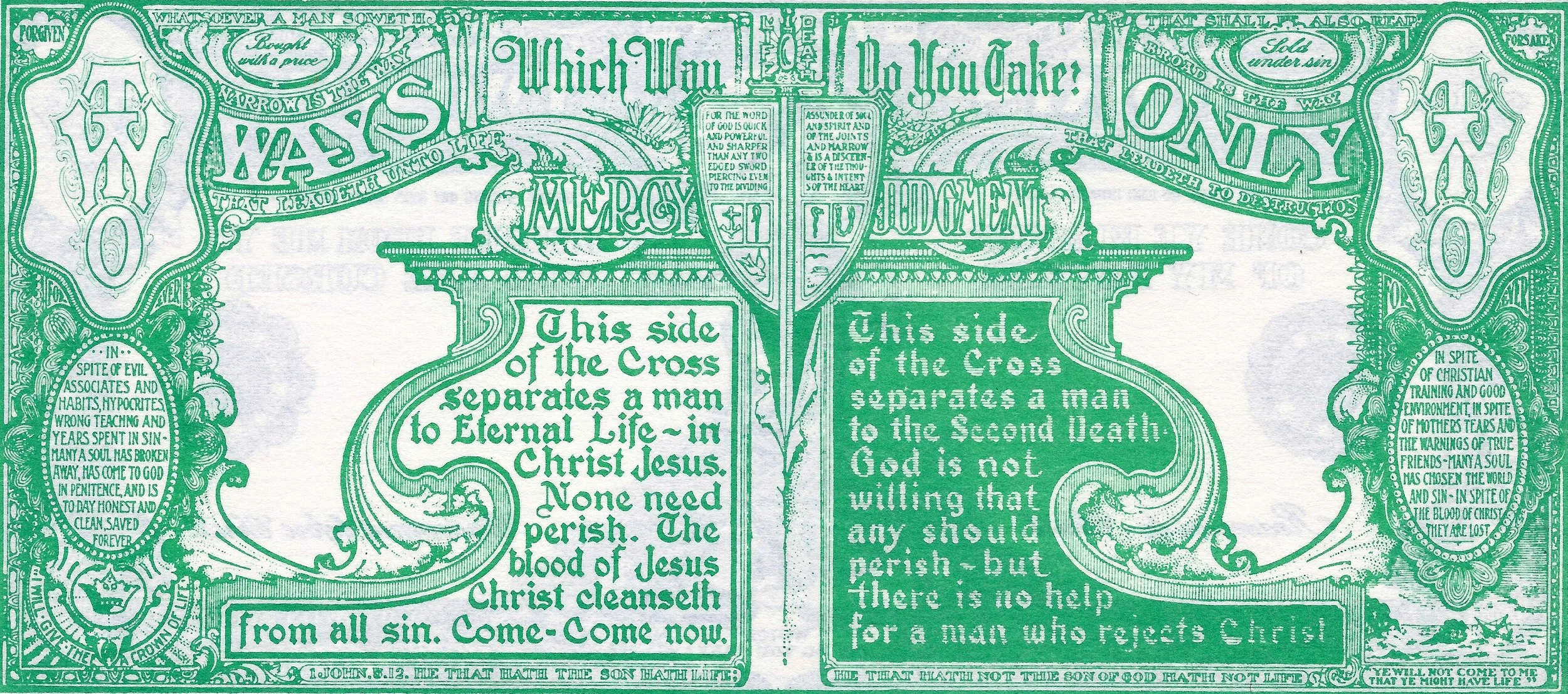 $2 Bill tract modified. The 2 has been replaced with "two". Click on the image to download. Originally published in 1935. 