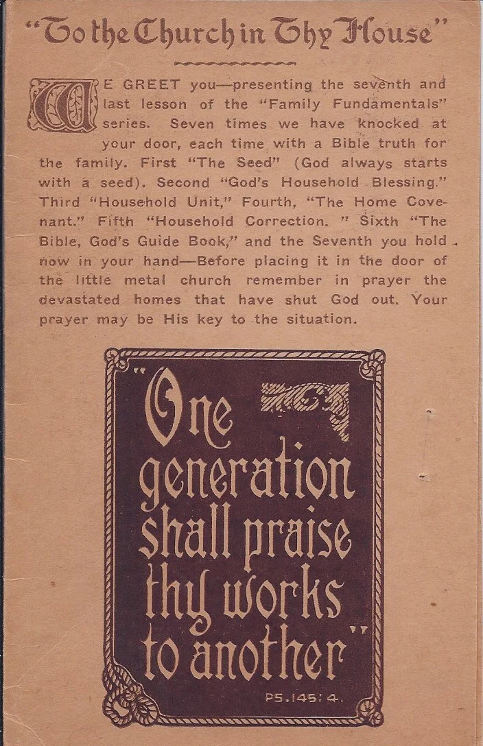 Paper tract for church plaque