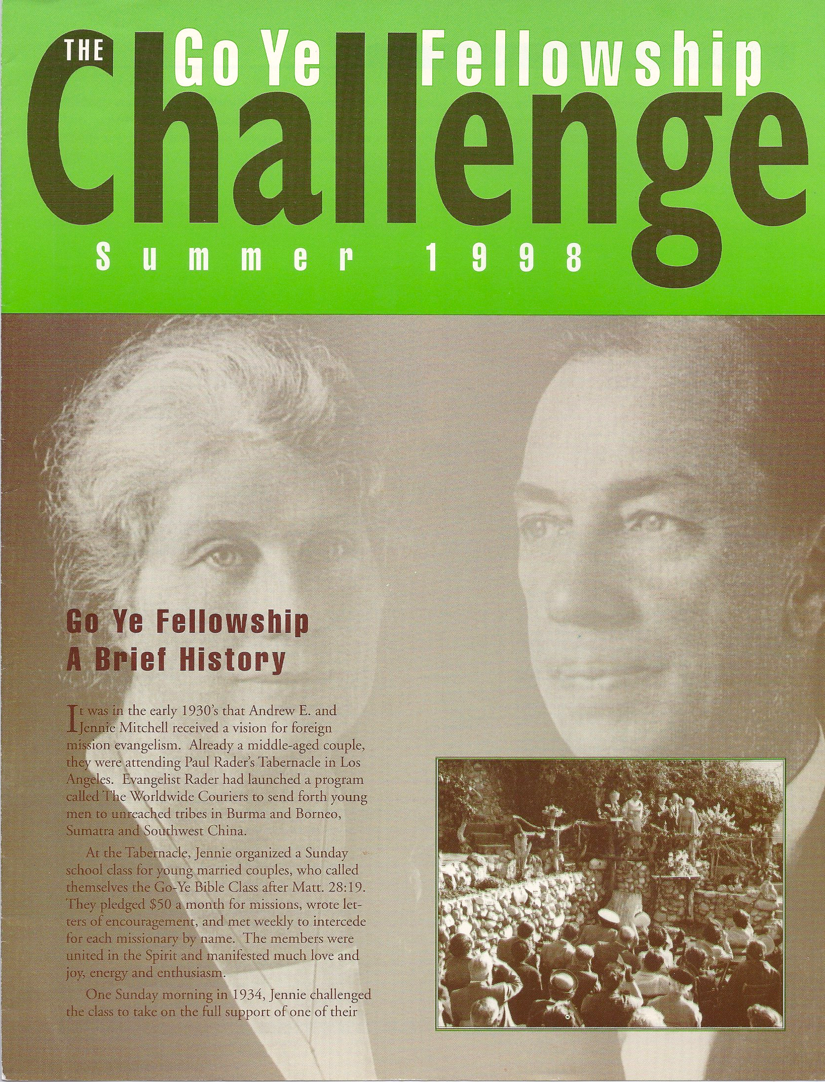 Go Ye Challenge magazine, 1998. Click on the image to download the cover story pages (PDF). 