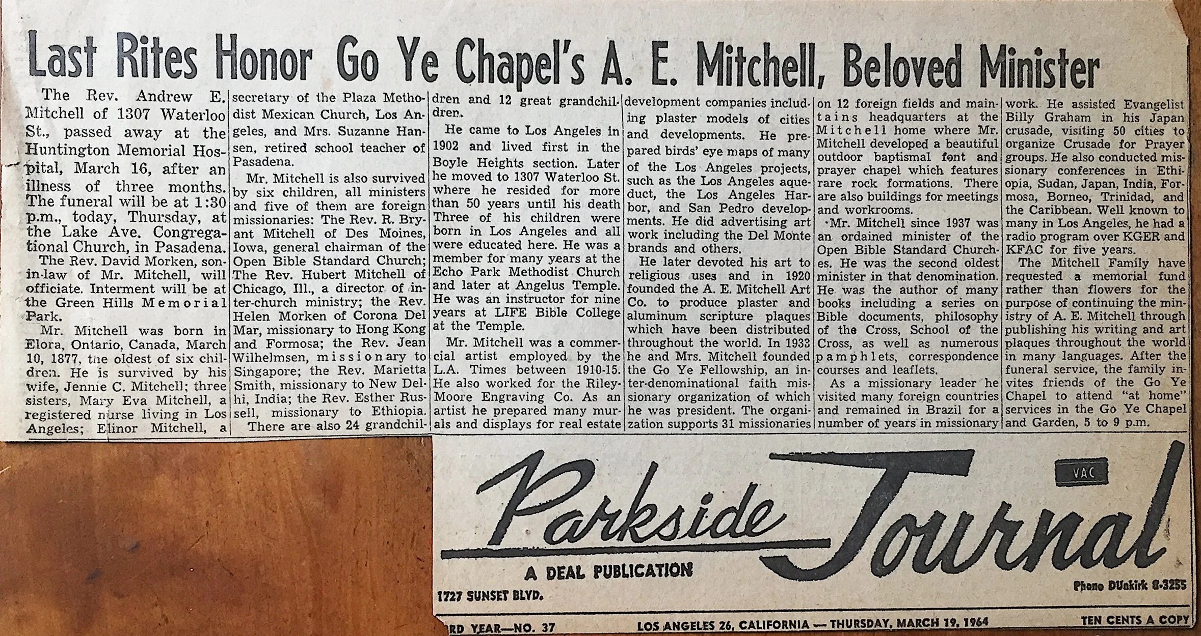 Andrew Mitchell's obituary, 1964