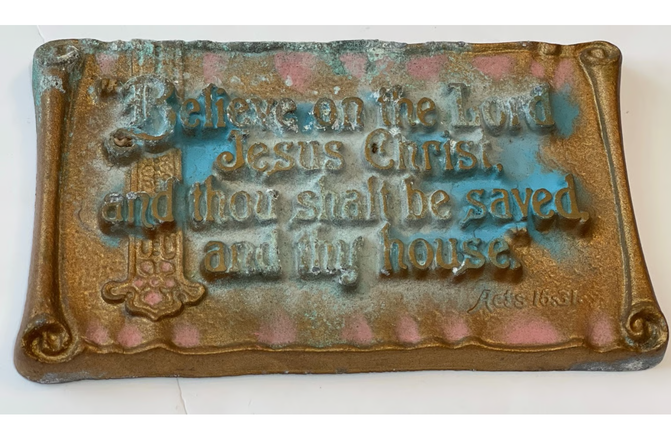 Andrew sold some of his plaque designs to Zondervan for a time but they were created with inferior metal and paint and degraded over time. If you search ebay for "Zondervan plaque" you will see several and they are usually dated 1930. 