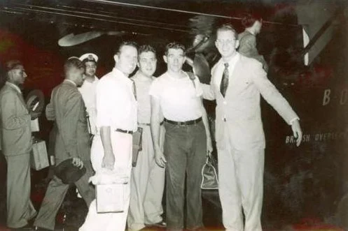 Andrew's son Hubert Mitchell with well-known runner and pastor Gil Dodds. Click on the photo to see Gil's bio.