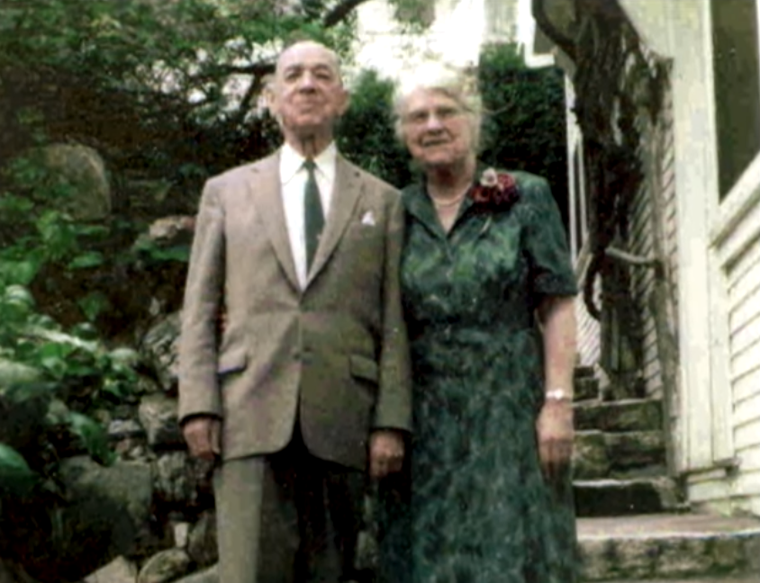 Andrew and Jennie on the steps of the family compound

