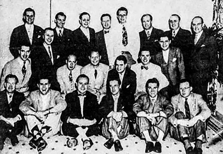 1946 Youth for Christ gathering with David Morken and Hubert Mitchell. Click on the photo for Marilee Pierce Dunker's blog about this photo.