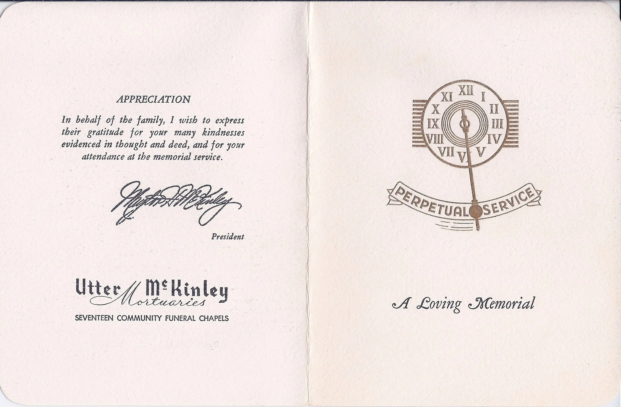 A.E. Mitchell funeral program page 1 of 2