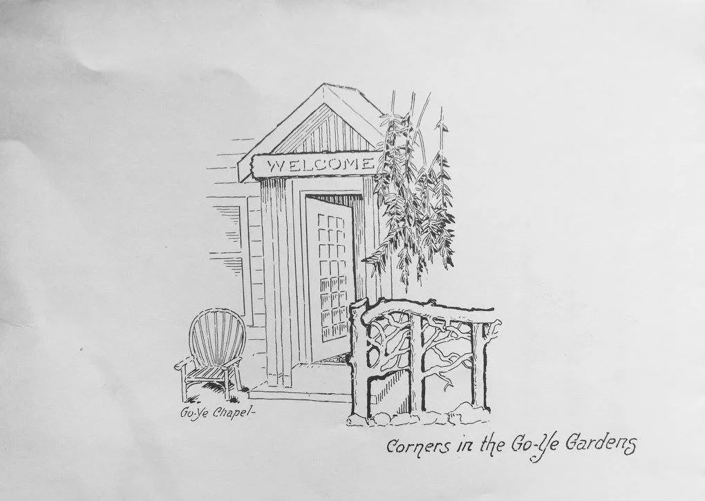 Andrew's drawing of the entrance to the Go-Ye Chapel at the family compound