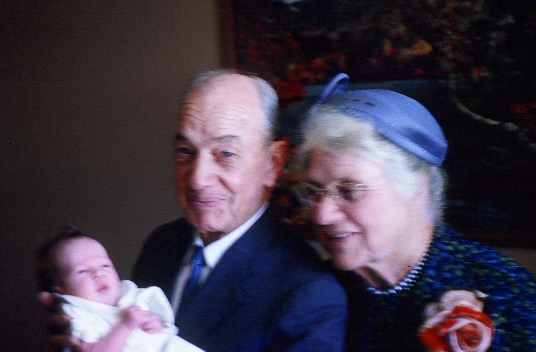 Andrew and Jennie with a little descendant, early 1960s