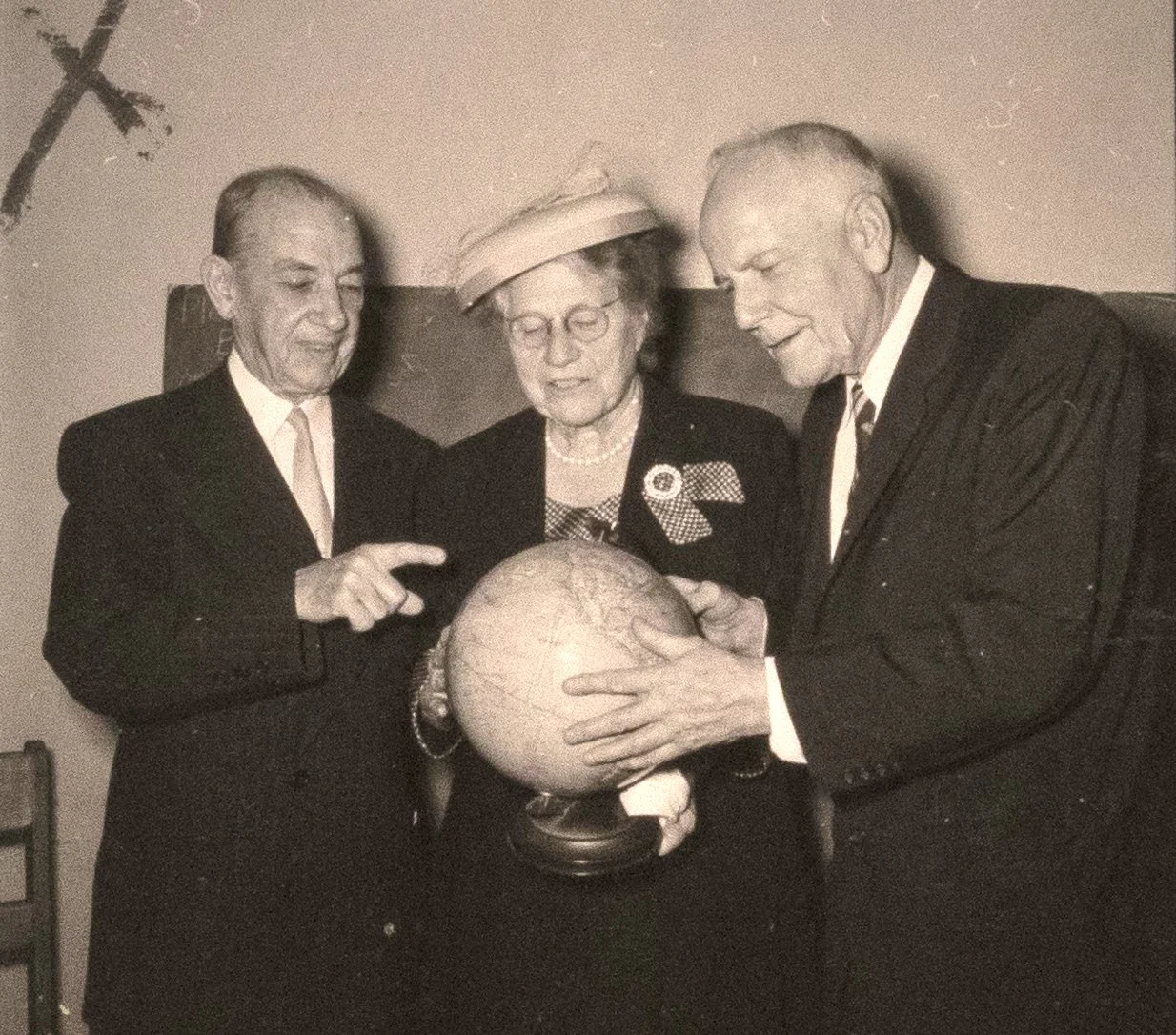 A.E. and Jennie Mitchell with Dr. Louis T. Talbot. Photos were taken of them for a LA Times article. Many family members have been connected to Biola throughout its history.