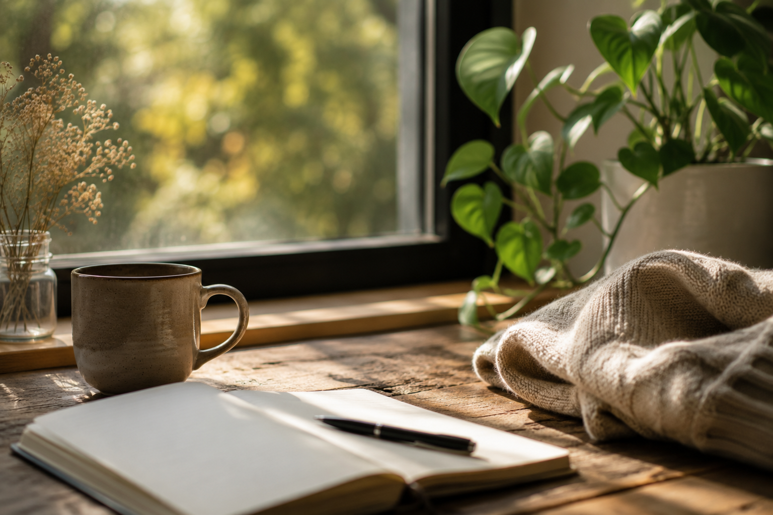 Journal and workspace encouraging reflection, mindfulness and practical wellbeing habits.