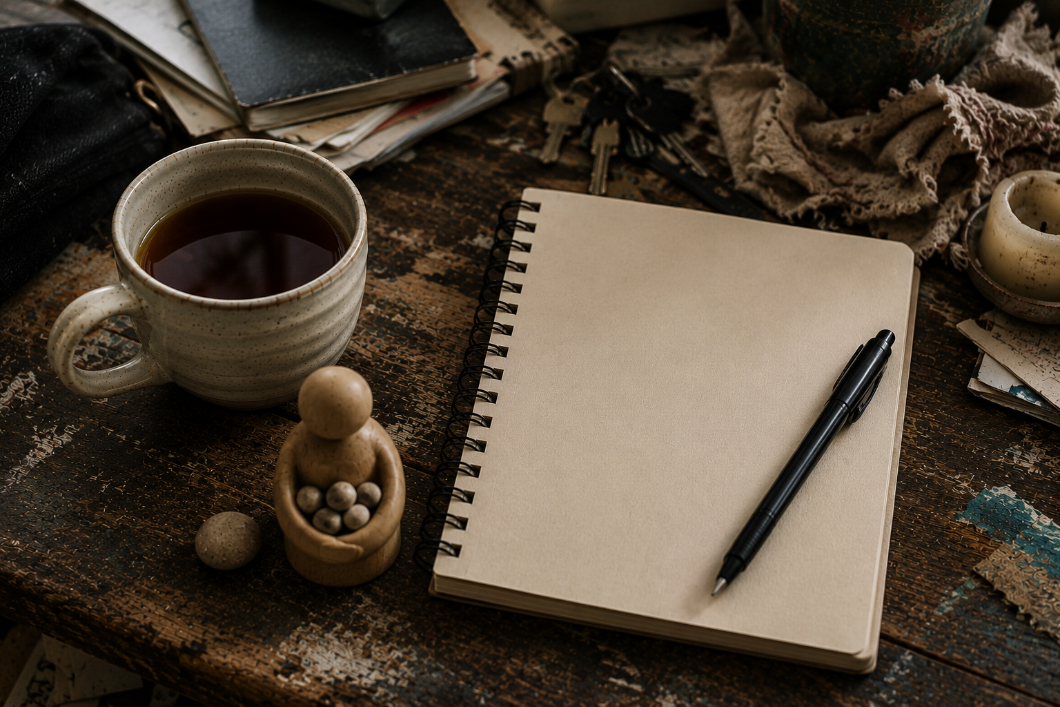 Journal and workspace encouraging reflection, mindfulness and practical wellbeing habits.