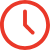 Red clock icon on a white background