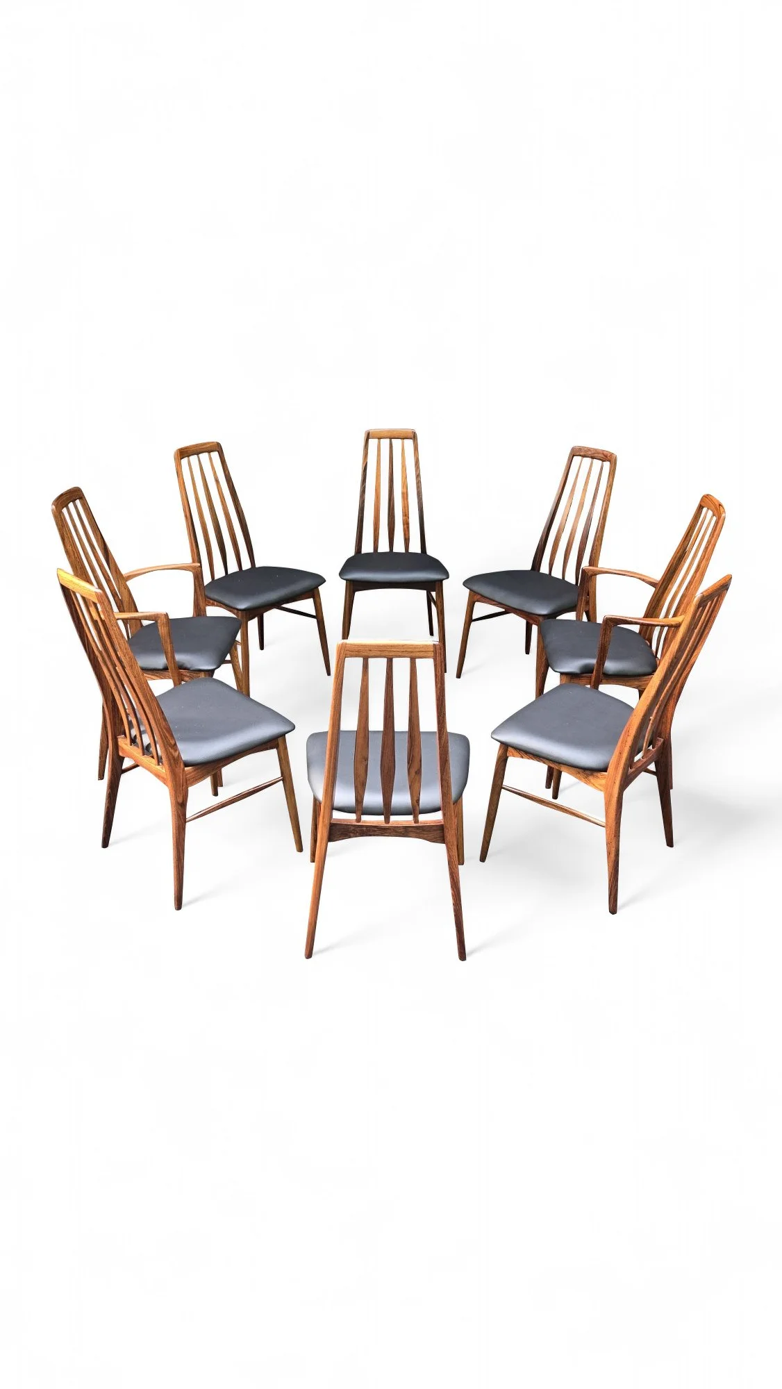Set of (8) Koefoeds Hornslet Eva Rosewood Dining Chairs by Niels Koefoed