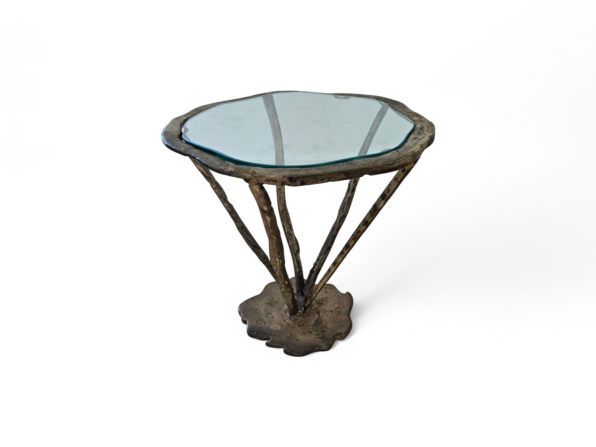 Signed Silas Seandel Bronze Side Table / Drink Table