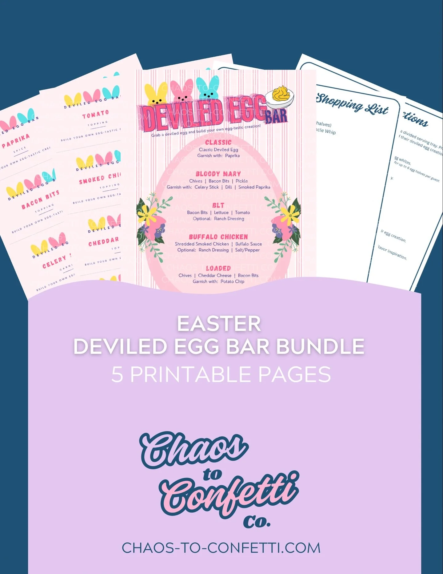 🚨 NEW in the Chaos Collection! 🚨 

I just launched my first digital products in the Chaos Collection! 🎉

The Deviled Egg Bar Bundle makes hosting easy and fun. Guests can build their own deviled egg creations with different toppings and flavor com