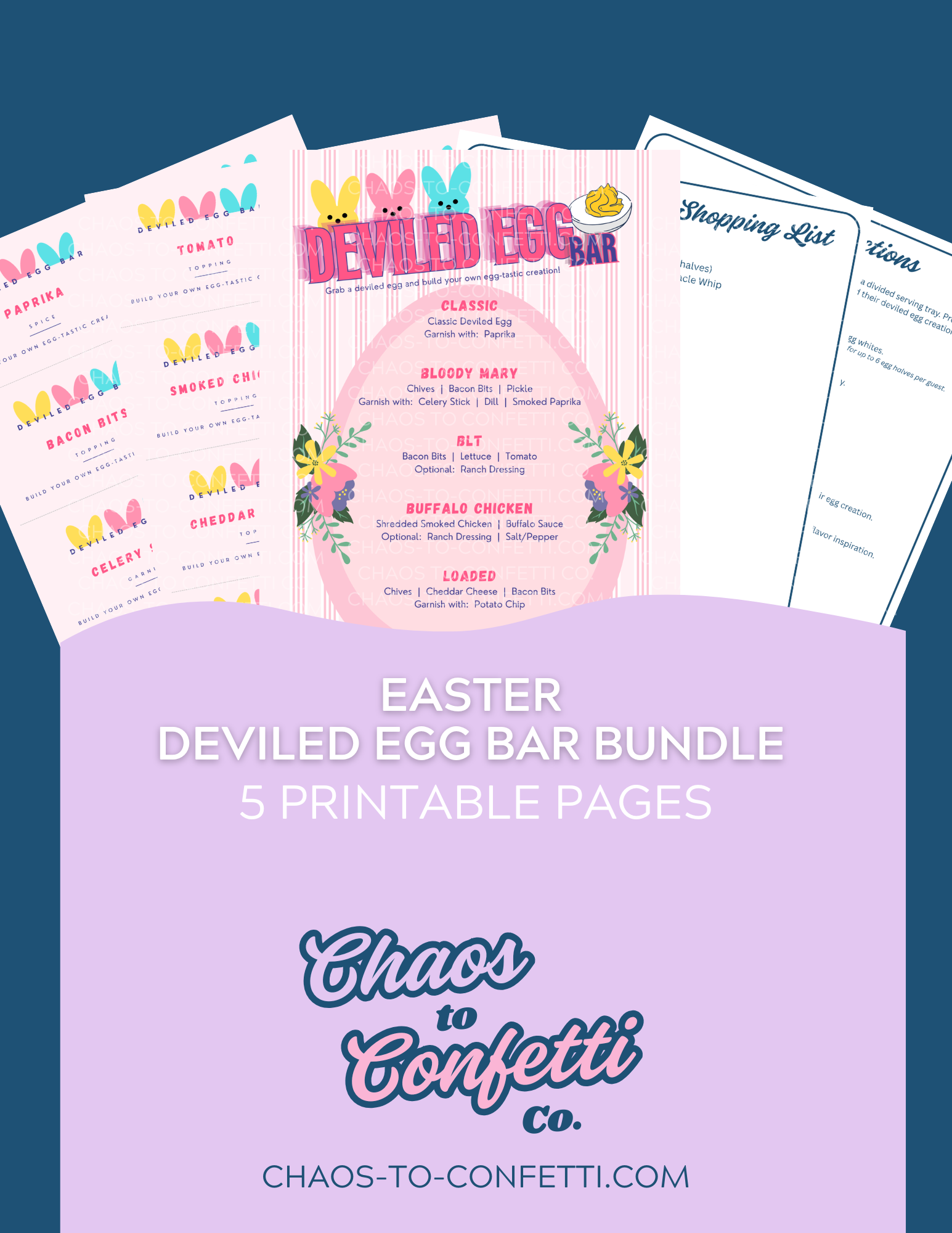 Easter Deviled Egg Bar Printable Bundle - Pink
