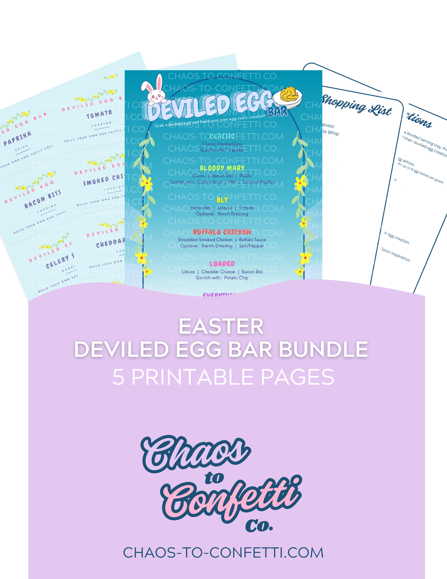Easter Deviled Egg Bar Printable Bundle - Blue