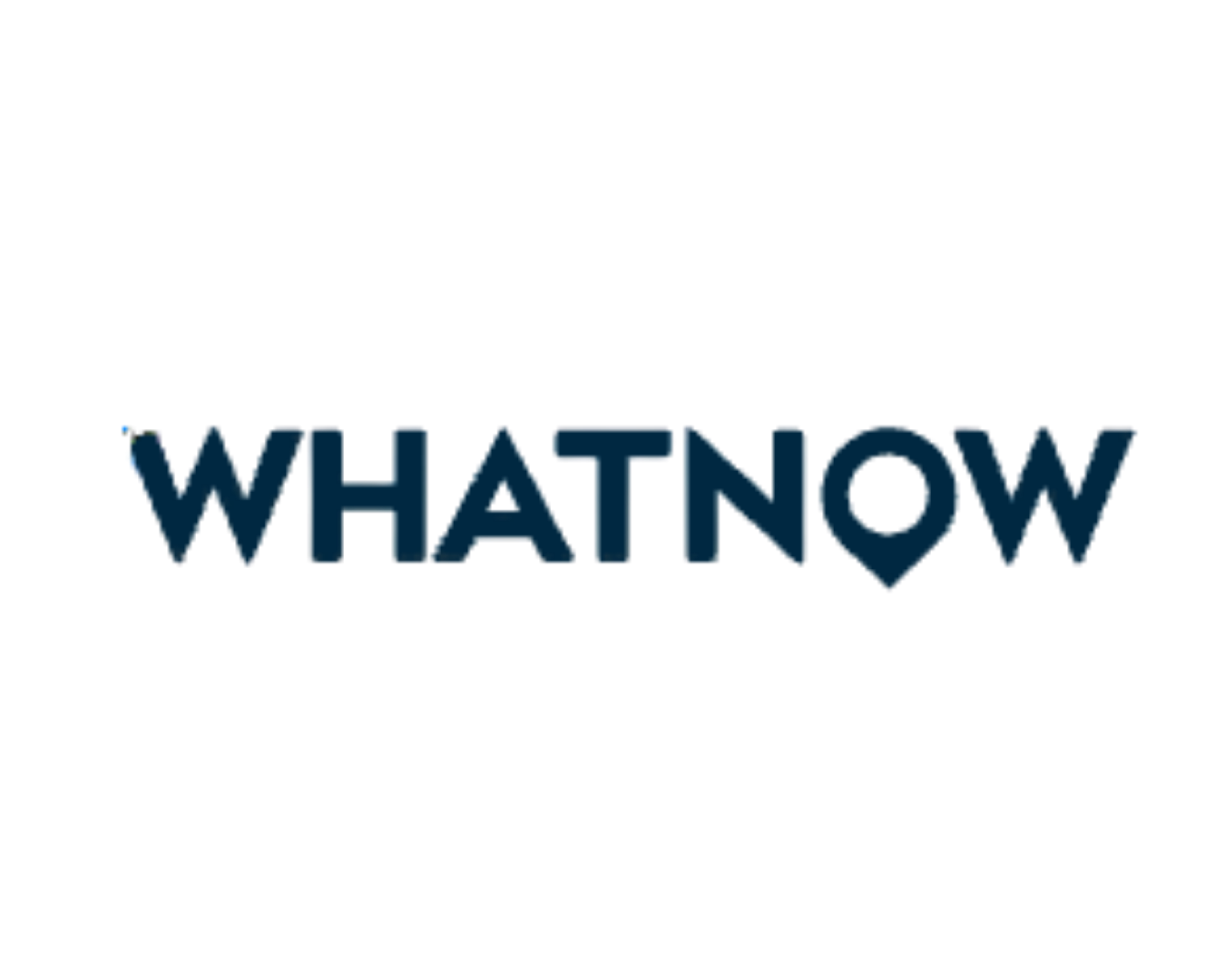 Text logo that says "WHAT NOW" in dark blue 3D letters with a dripping effect on a black background.