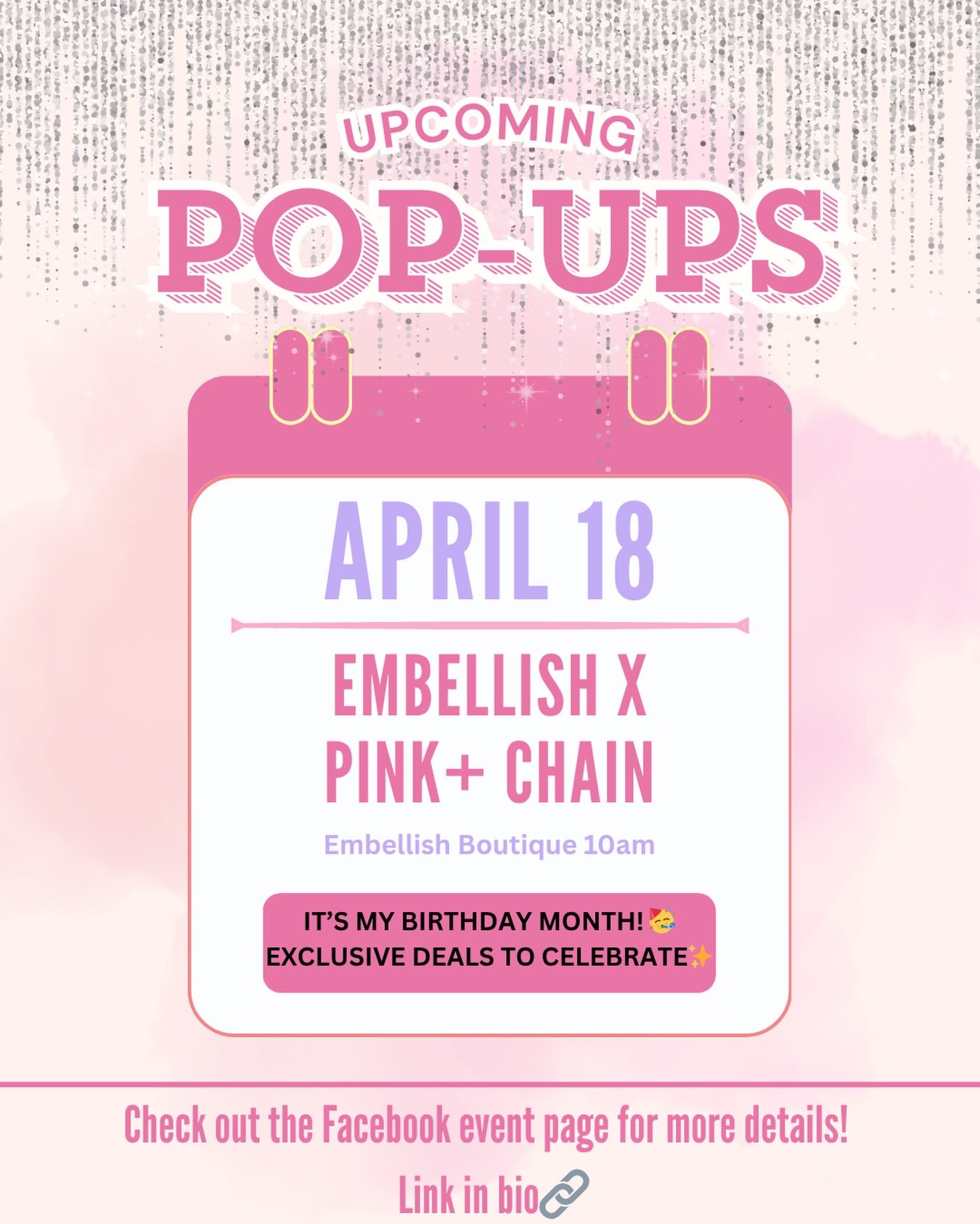 ✨POP-UP ALERT✨

I&rsquo;ll be back at @embellishboutique514 next Saturday for a super fun girls day! PLUS I&rsquo;m planning some birthday deals that are SO good! 🤗💕 You won&rsquo;t want to miss this! 

Check my bio for the link to our Facebook eve