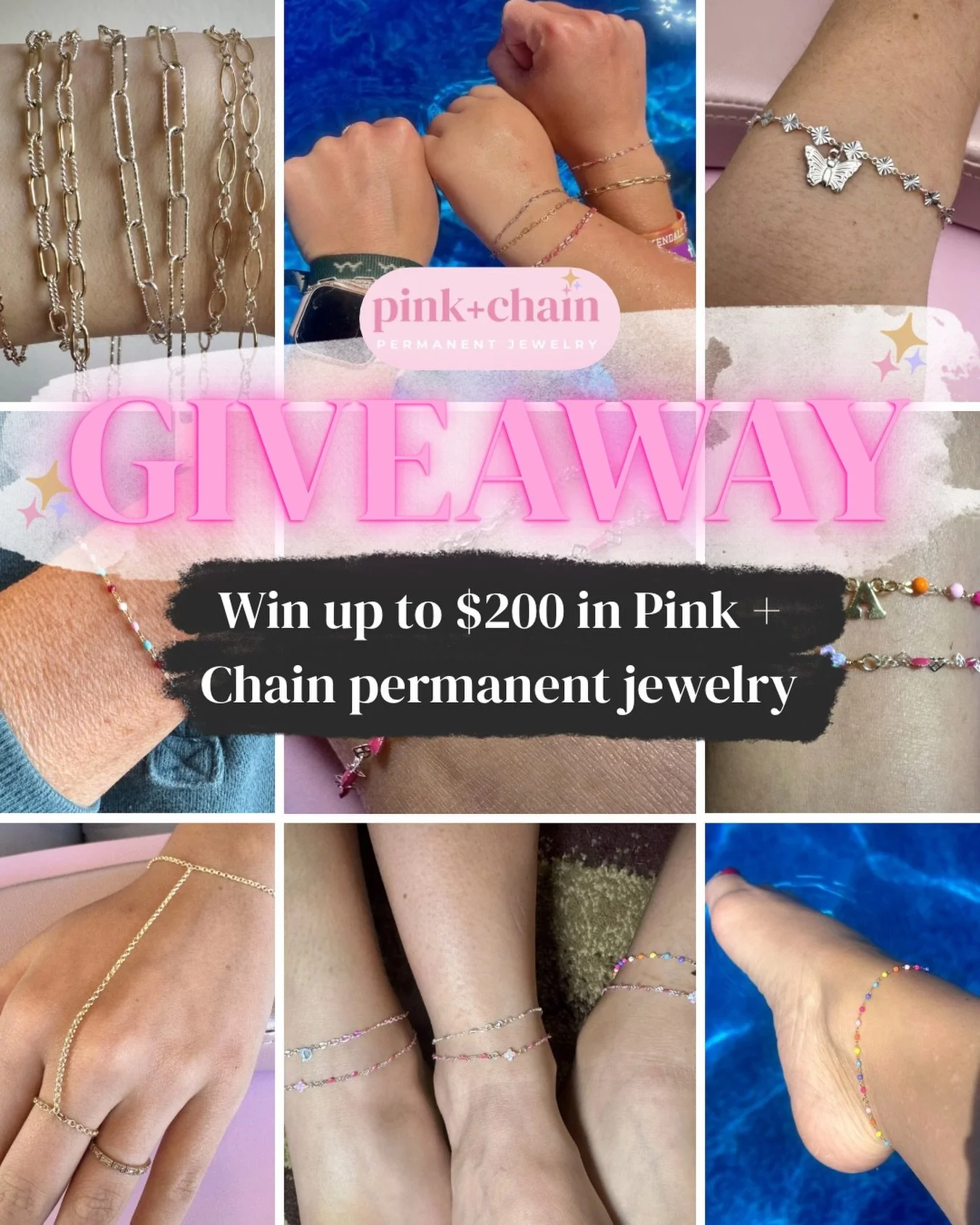 ✨ IT&rsquo;S GIVEAWAY TIME! ✨

To celebrate reaching 200 followers on Facebook, I&rsquo;m giving one lucky winner up to $200 in Pink + Chain permanent jewelry! 💖

How to Enter (on Facebook OR Instagram):
💖 Follow Pink + Chain on Facebook &amp; Inst