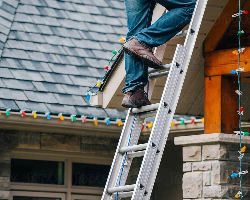 Boise Christmas light install ladder