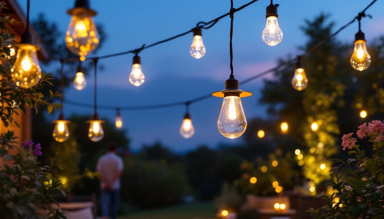 Warm glow landscape lighting for a Christmas display in a Meridian neighborhood