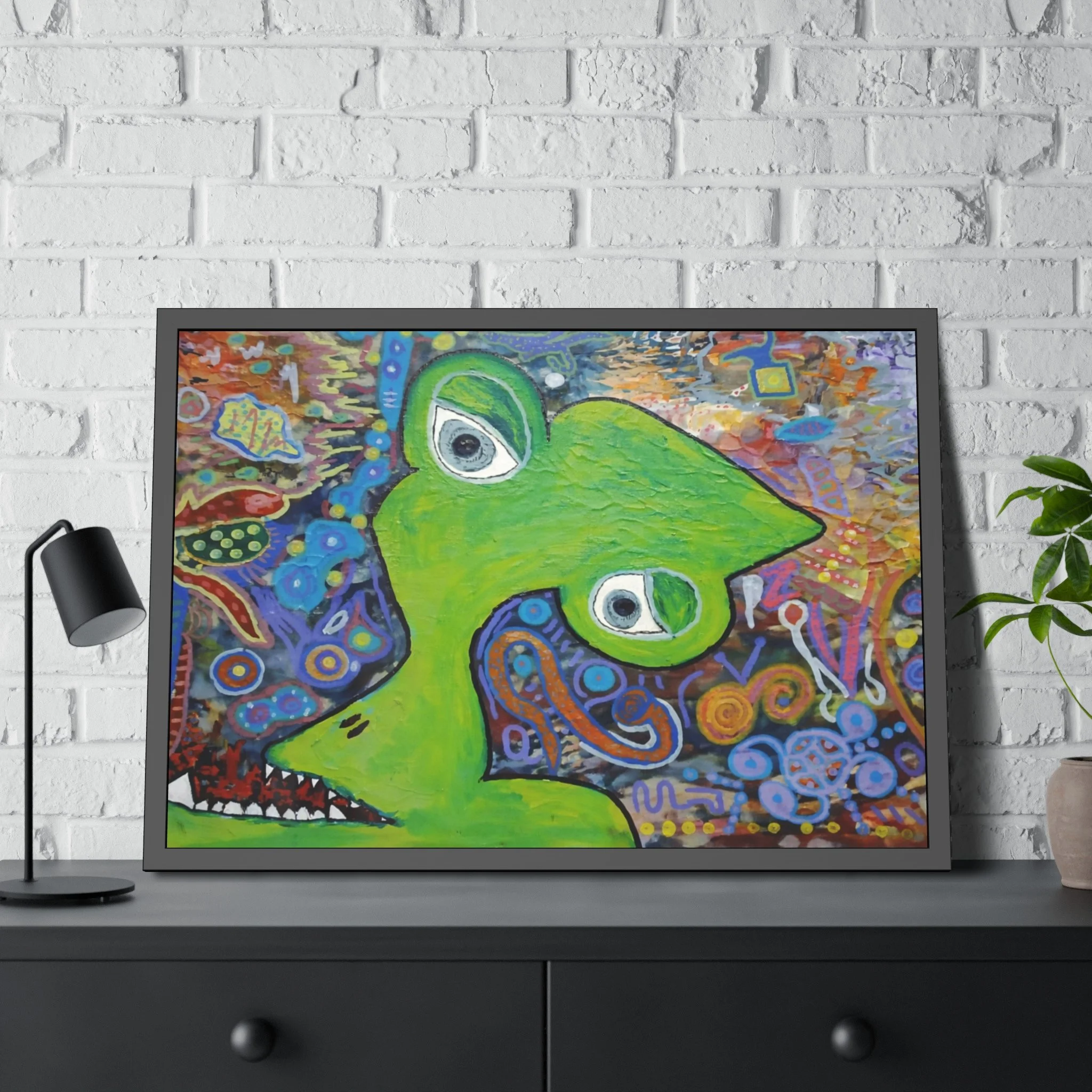 "Mr. Garbage Teeth" Print In Black Frame