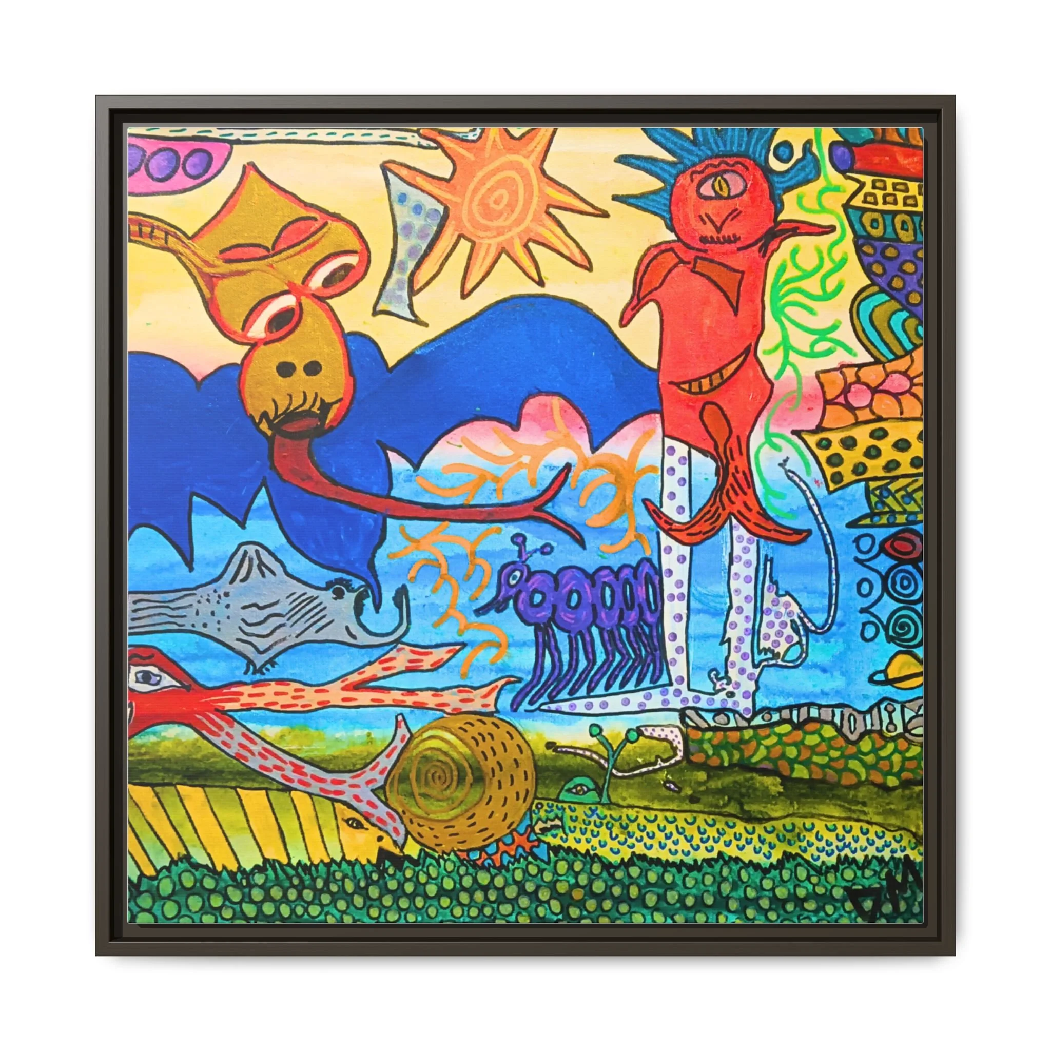 "Friends In Low Places" Framed Canvas Print