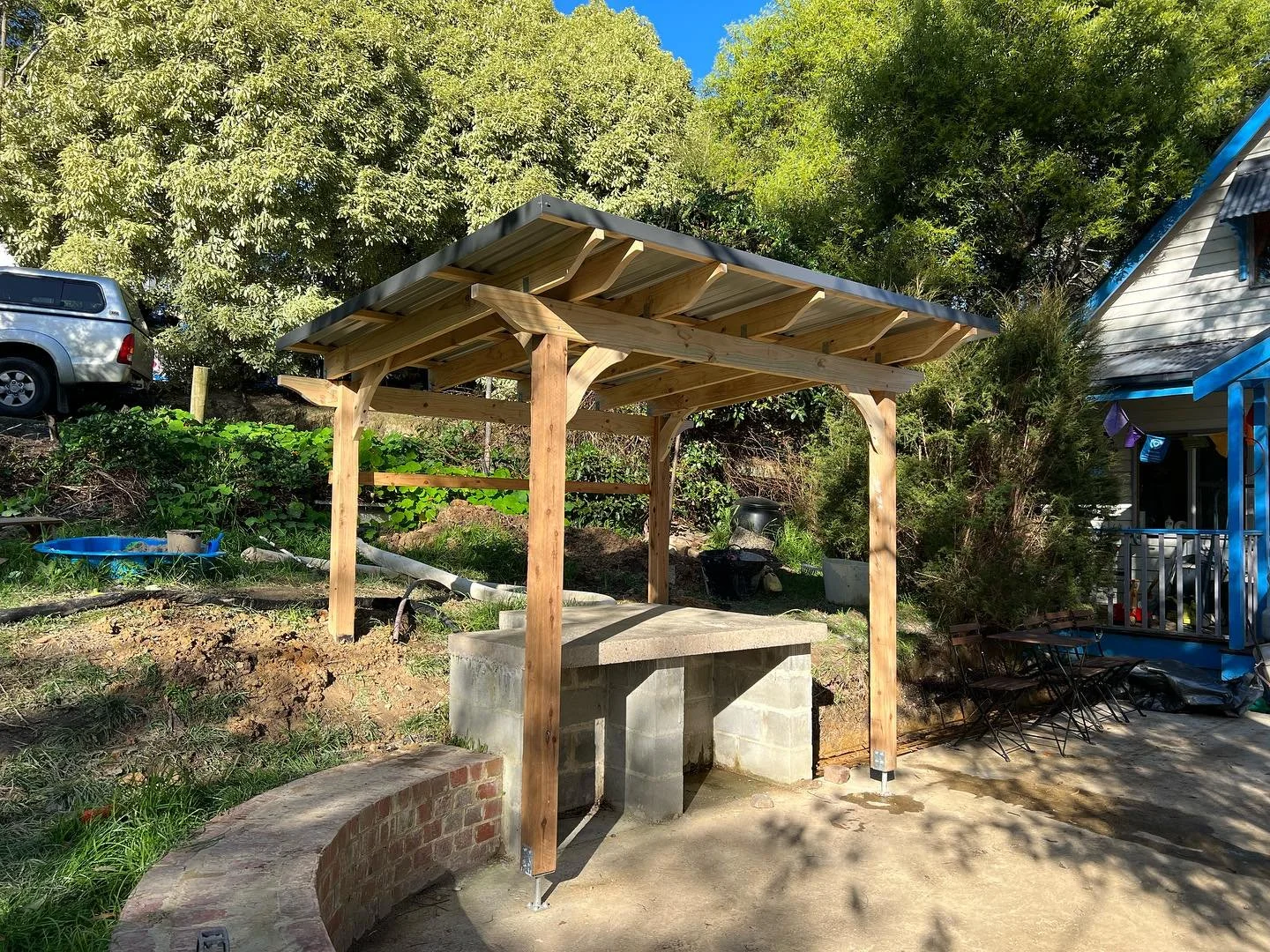 "🍕🔥 Get ready for some delicious wood-fired pizza goodness! We're excited to share it with you! This custom-built is the perfect addition to any outdoor space, providing a cozy and functional spot for pizza parties and gatherings with friends 