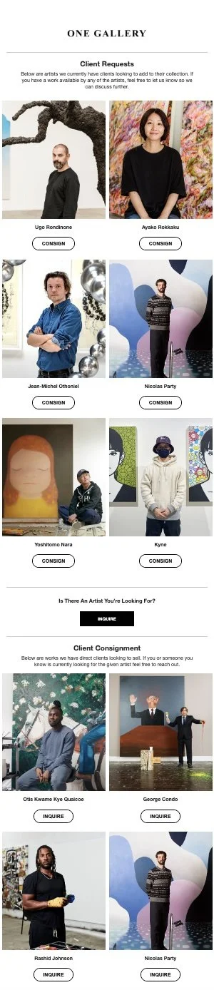 One Gallery Art Email Design