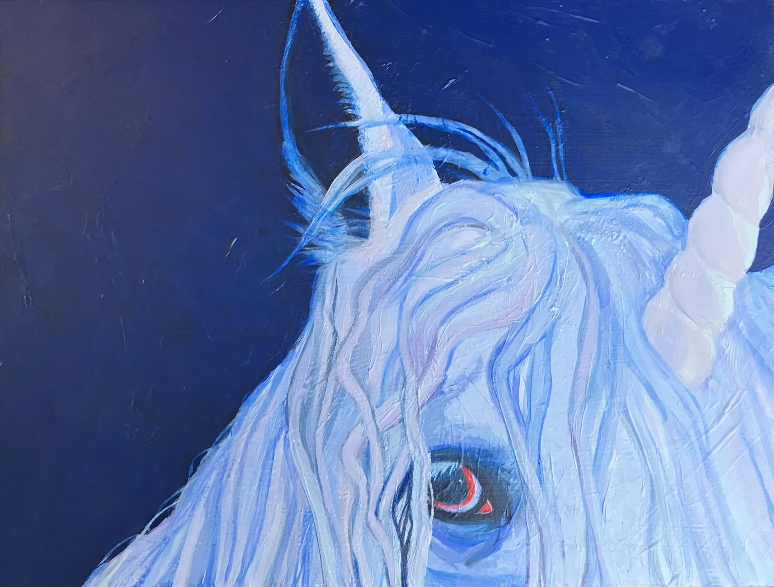 "selenite" acrylic on wood panel, $360