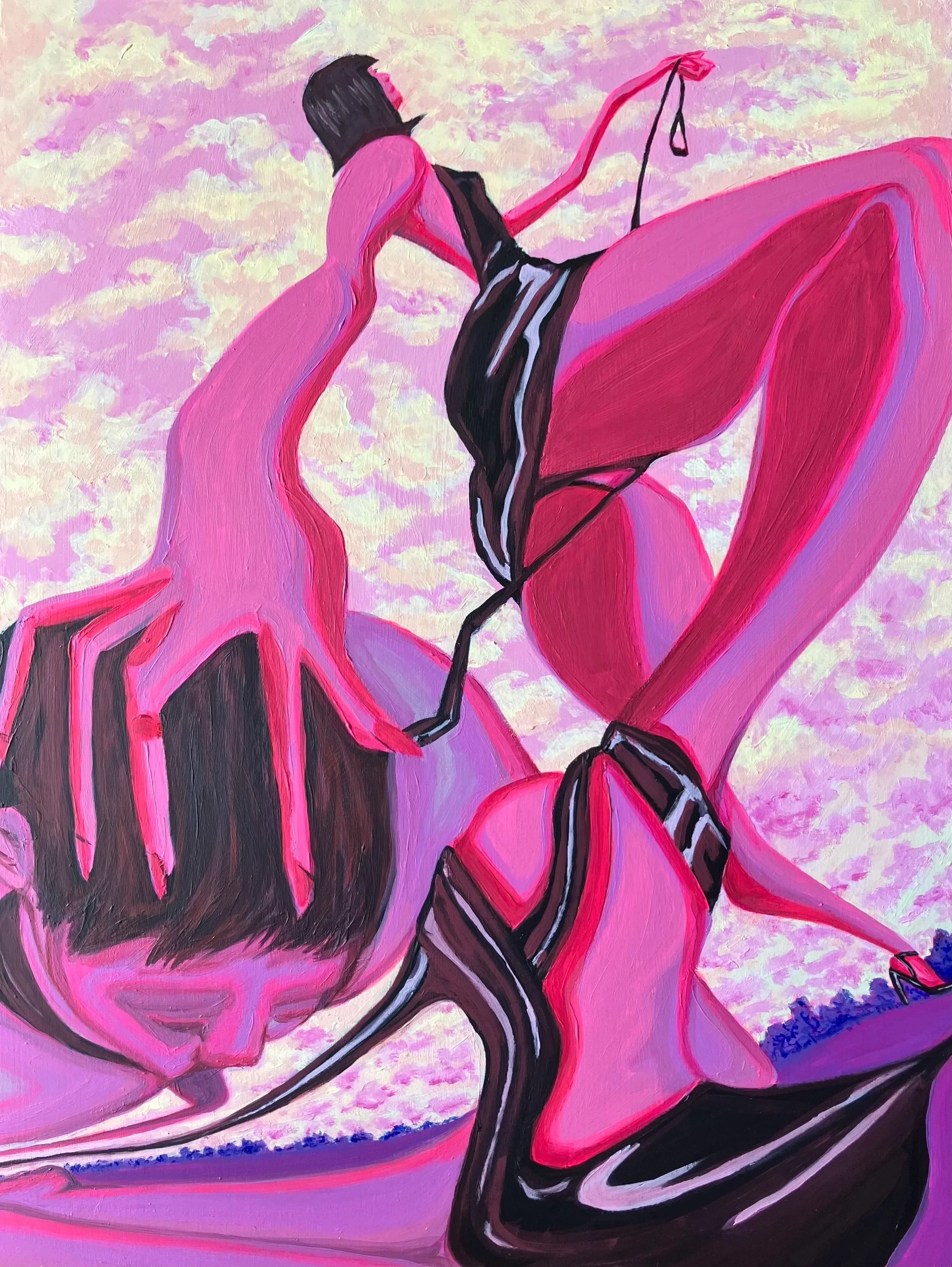 "heel", 18"x24" acrylic on wood panel, $600