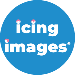 Logo of Icing Images LLC features a blue circle with the company name written inside with white and pink trim above the letters.
