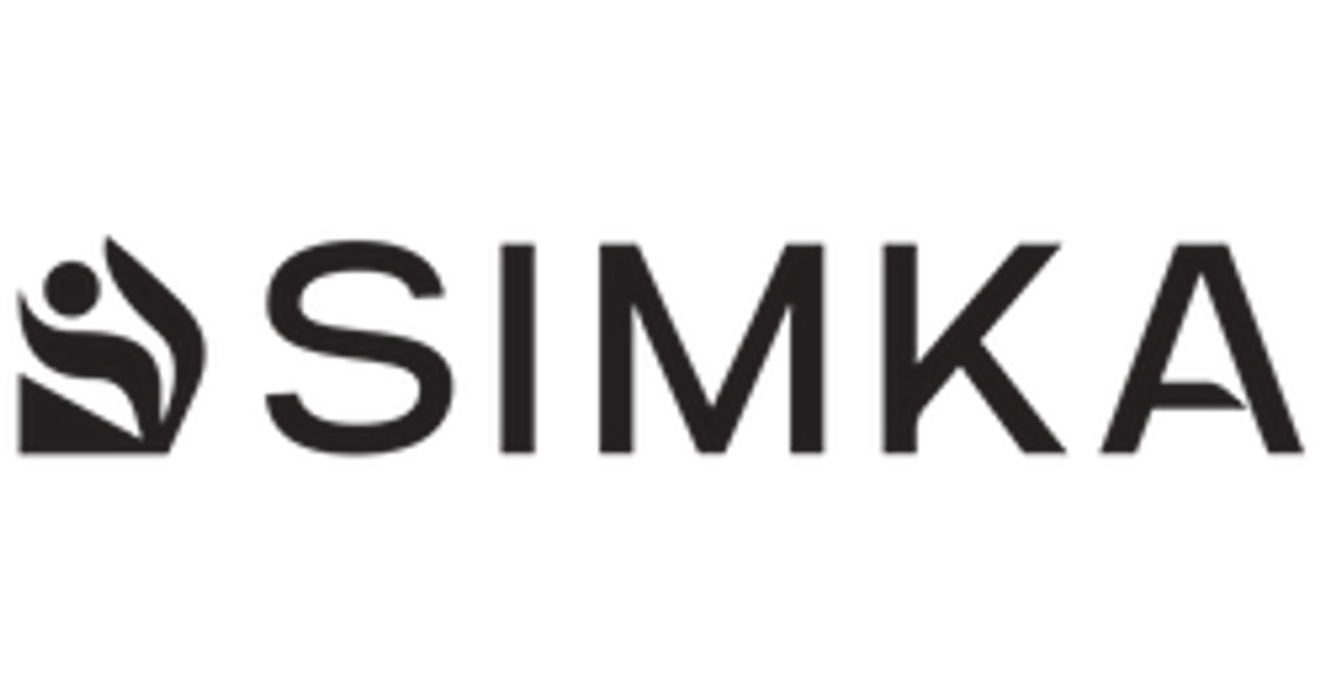 Logo with a stylized leaf and flame icon followed by the word 'SIMKA' in black text.
