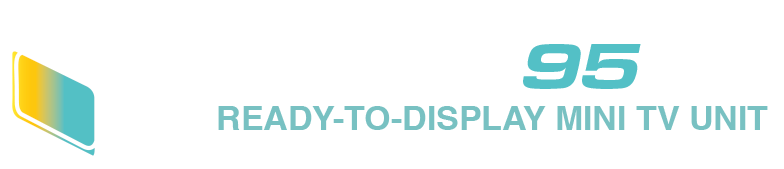 Logo of a 95-inch ready-to-display mini TV unit with a stylized screen icon.
