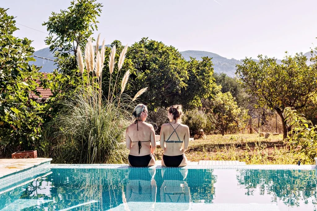 women in yoga retreat