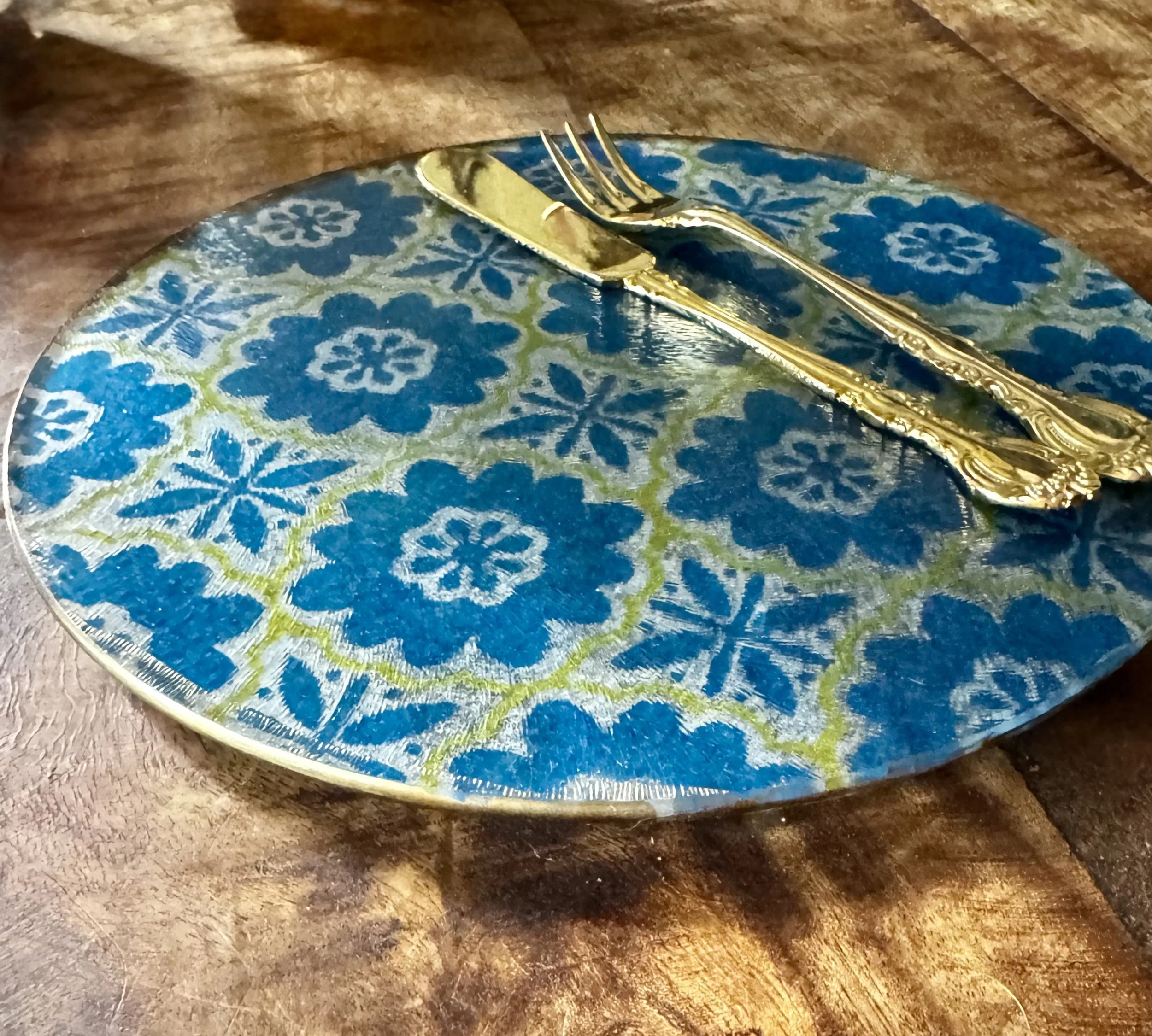 Blue and Gold Cheese Plate
