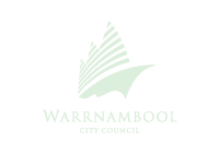 Warrnambool City Council logo with stylized sailboat and waves above the text
