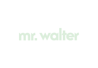 Logo with the text 'mr. walter' in lowercase letters