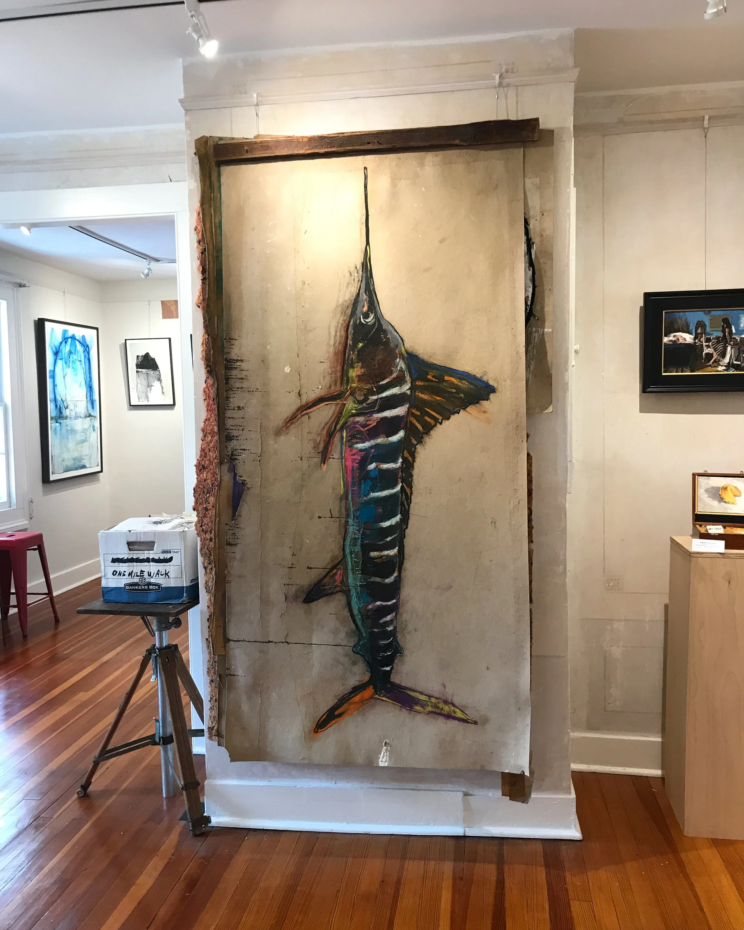 Swordfish Pastel Charcoal On Jobsite Ramboard 72inx36in