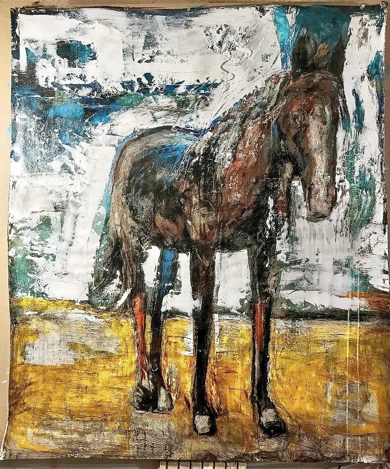 Quijote's Companion Oil Acrylic Charcoal On Paper 60inx48in