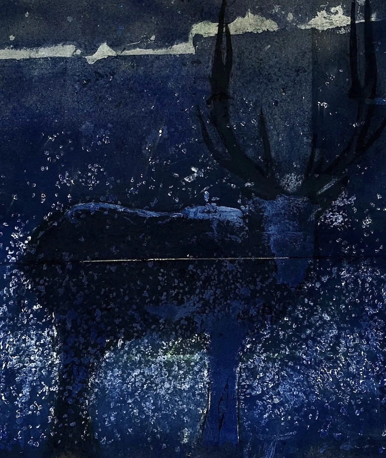 The Elk And The Faries Chsarcoal Oil Acrylic On Used Jobsite Ramboard 76inx50in