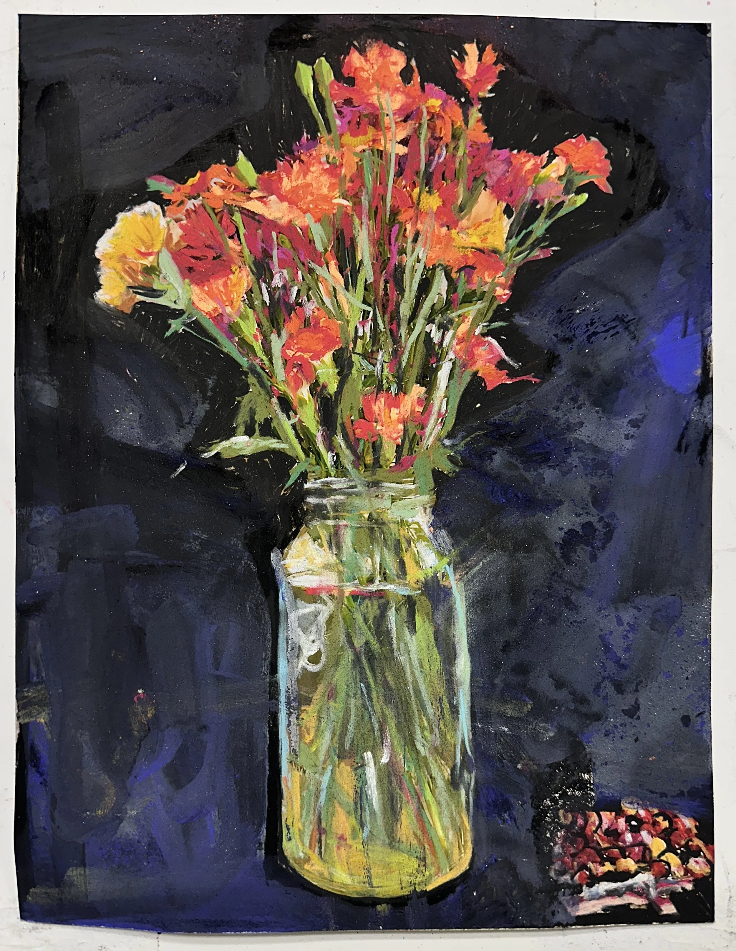 Cancer Flowers At Night 7 Pastel Charcoal 8inx10in