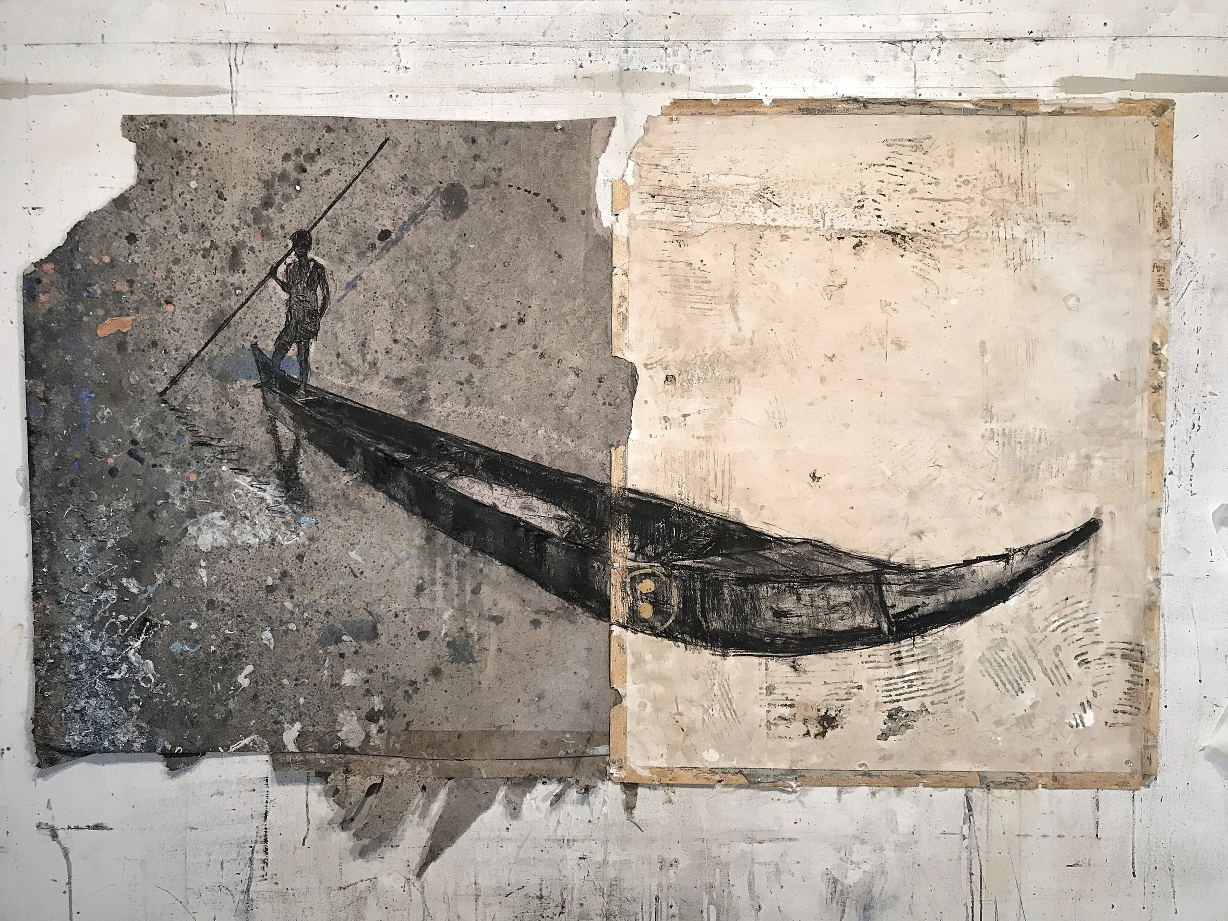 The Burial At Sea Charcoal On Used Ramboard And Used Museum Board About 68inx40in