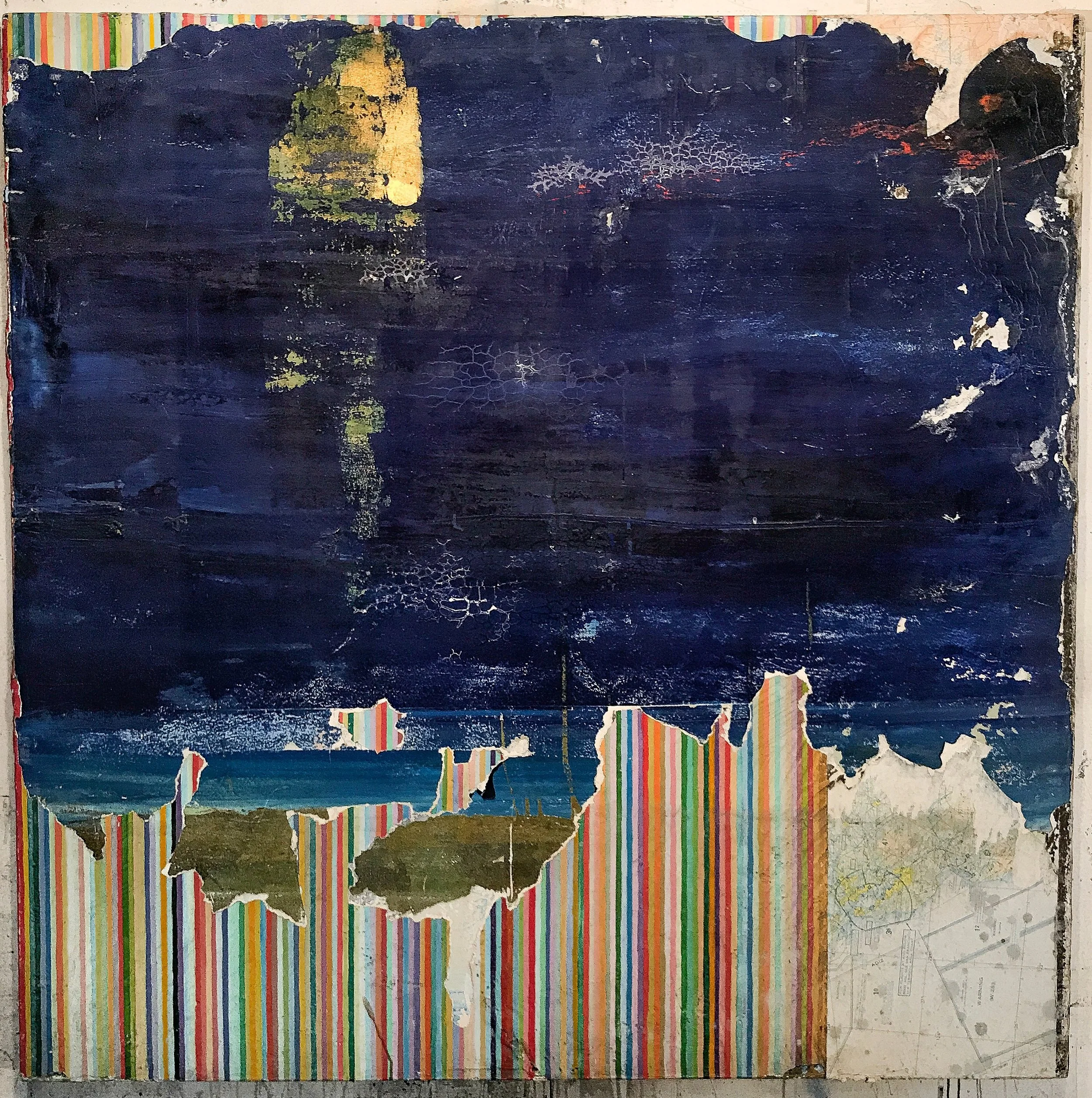 Gold Iceberg Mixed Media On Canvas 48inx48in