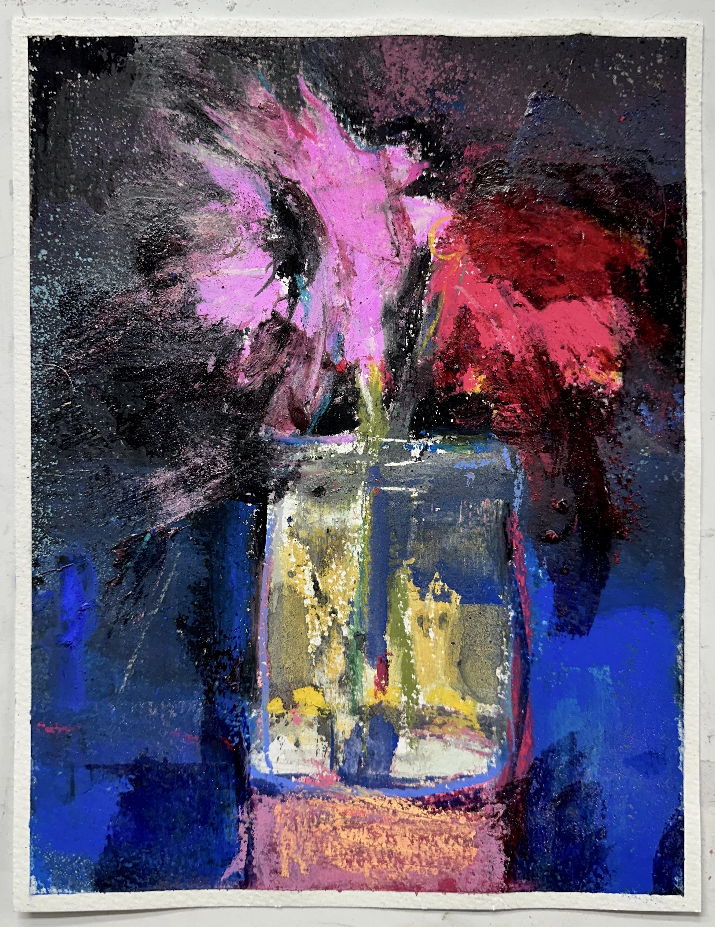 Cancer Flowers At Night 4 Pastel Oil 8inx10in