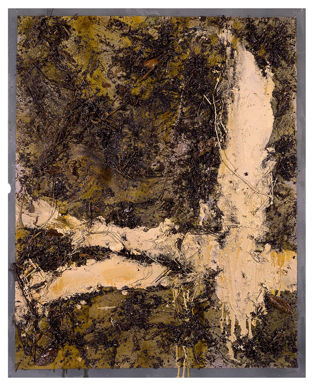Crossroads Twigs Dirt Enamel Shellac On Museum Board 32inx40in