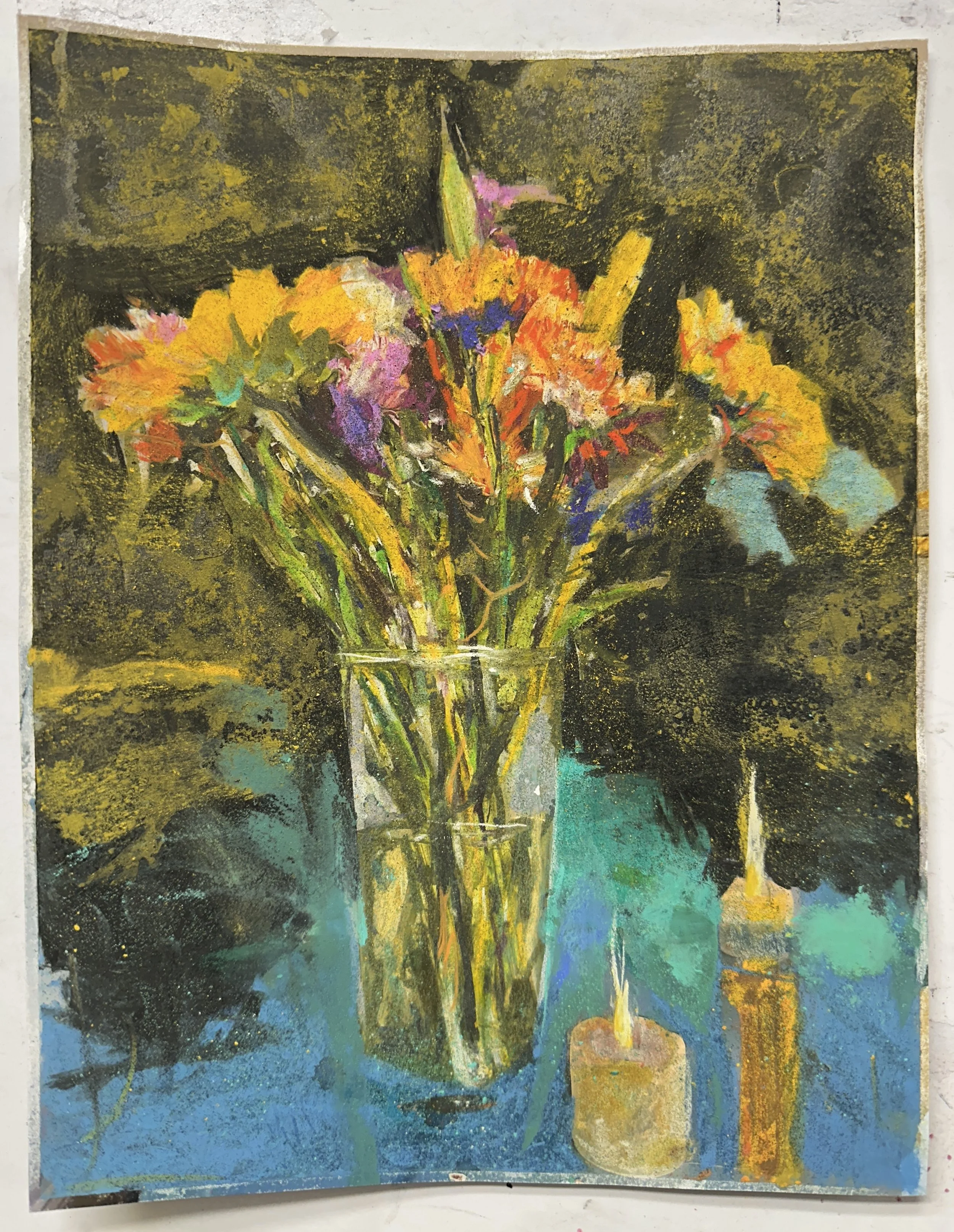 Cancer Flowers At Night 1 Pastel Charcoal On Paper 8inx10in