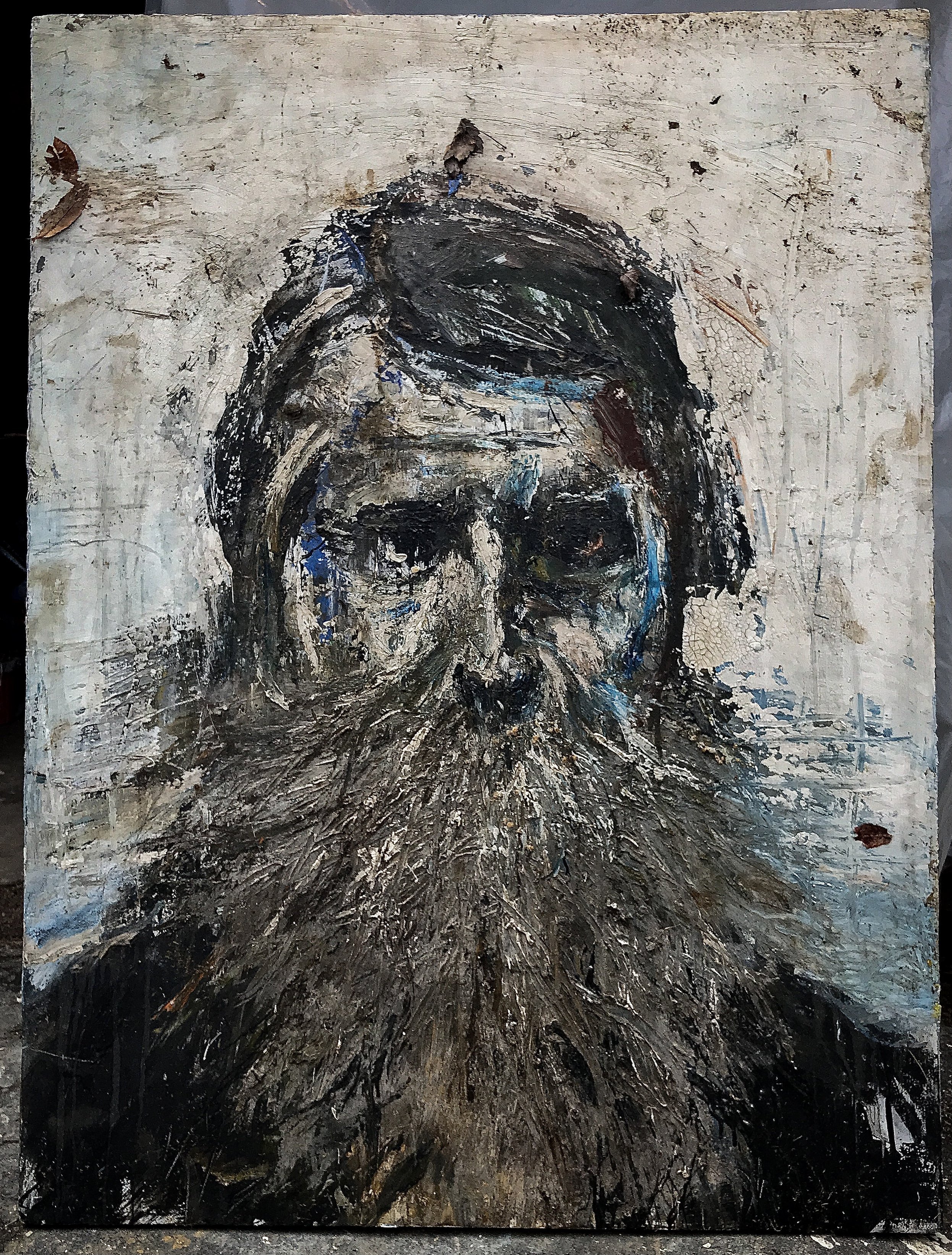 Self Portrait As A Bearded Man Oil Plaster On Canvas 36inx48in