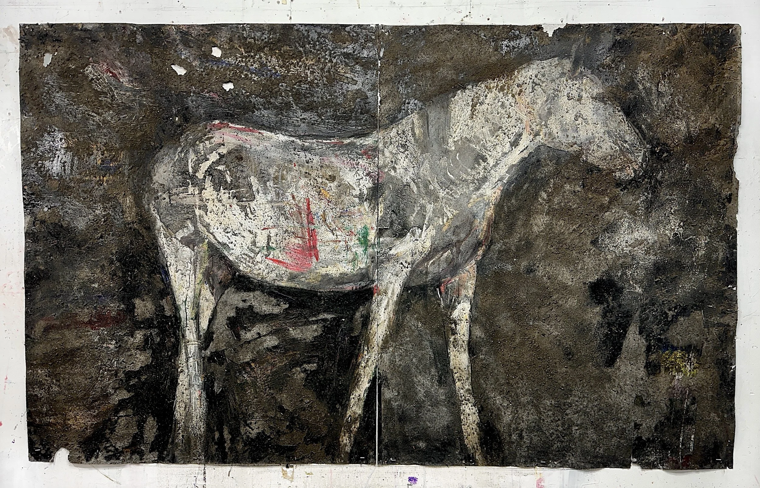 Horse 2 Plaster Dirt Acrylic On Museum Board 40inx64in Overall